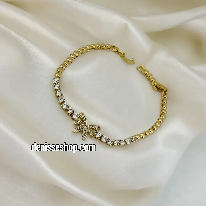 Simple Tennis Bracelet-14K BOW BRACELET BR371