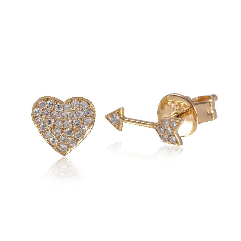 Unique Wedding Earrings-Heart Arrow Studs