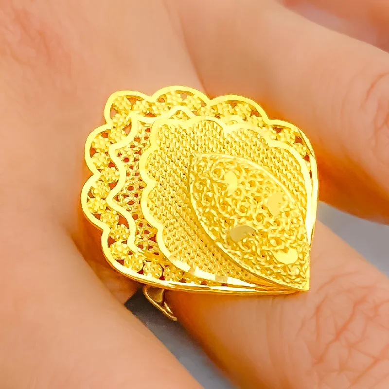 Elegant Wedding Ring for Bride-Blooming Festive 22k Gold Semi Statement Ring