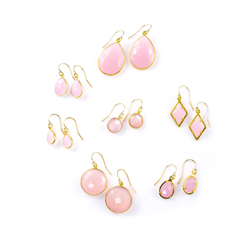 Elegant Earrings for Special Occasions-Pink Chalcedony Earrings : October Birthstone