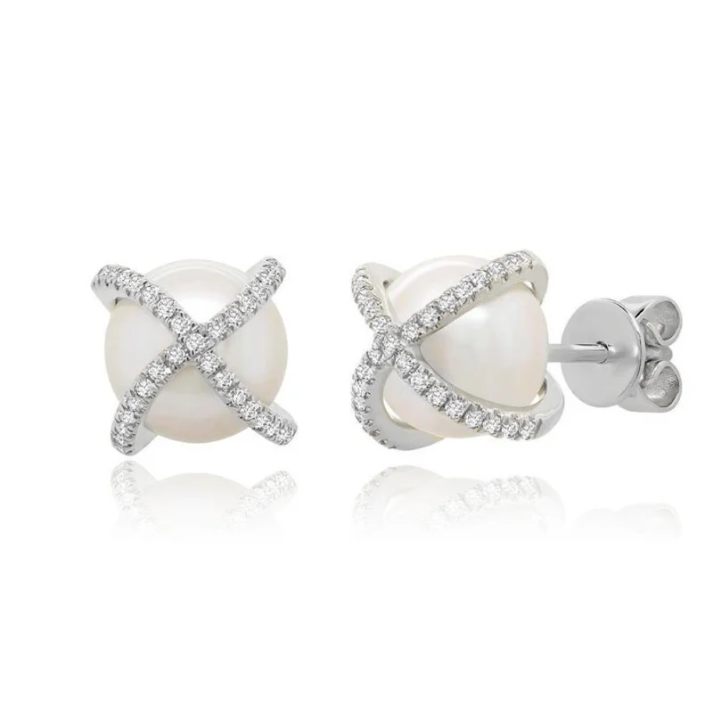 Dazzling Drop Earrings-Pearl Studs