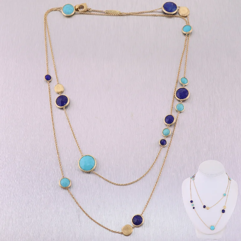 Marco Bicego 18k Yellow Gold Jaipur Collection Lapis & Turquoise 36" Necklace