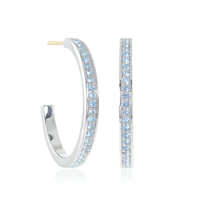 Luxury Diamond Earrings-Gigi Hoop Earrings in Swiss Blue Topaz