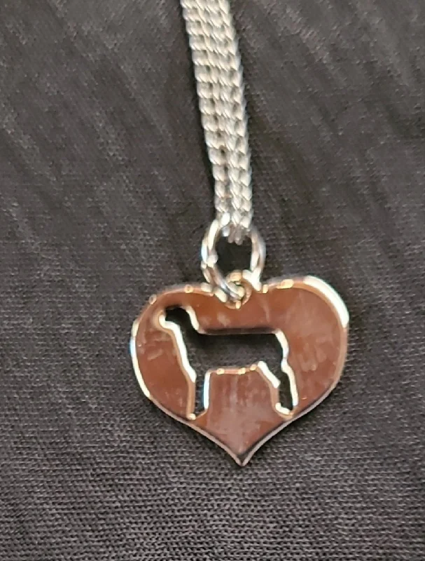 Silver Heart Lamb Necklace