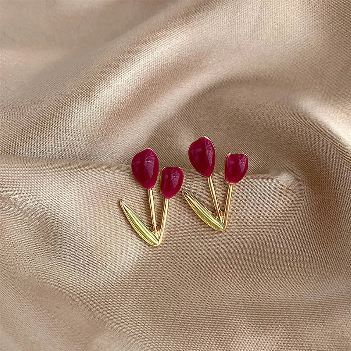 Simple Silver Drop Earrings-1 Pair Simple Style Classic Style Flower Plating Alloy Gold Plated Ear Studs