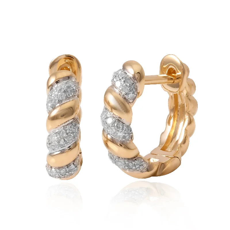 Custom Diamond Earrings-Diamond Twist Hoops