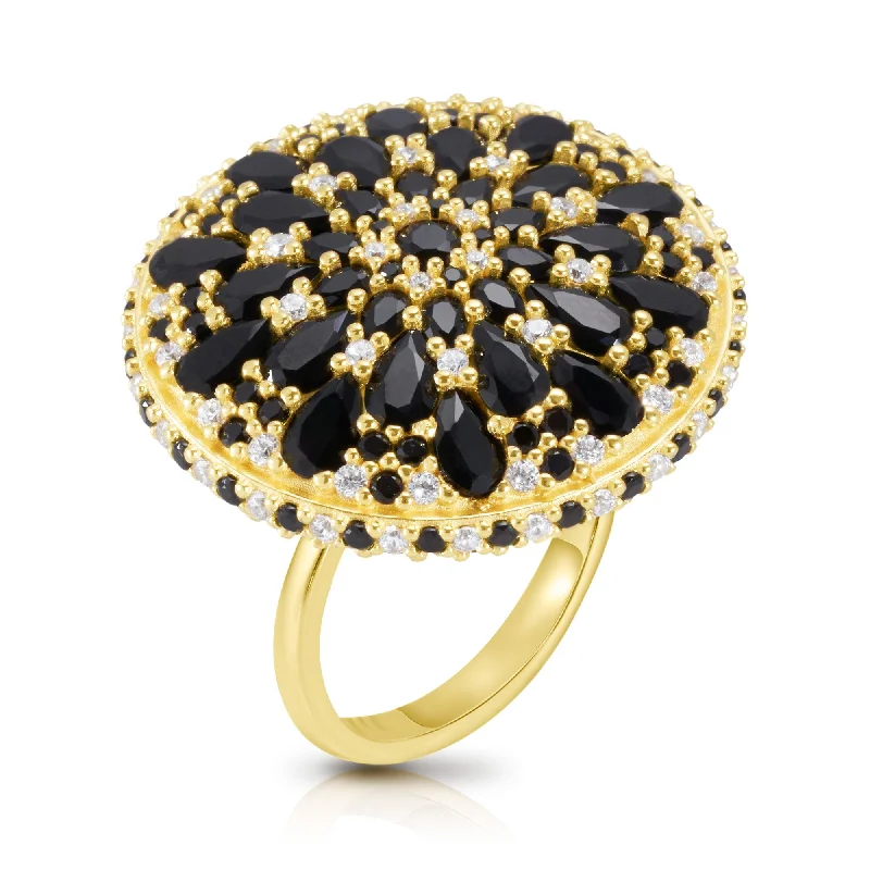 Bold Engagement Ring-Mini Night Mandala Cocktail Ring - Gold