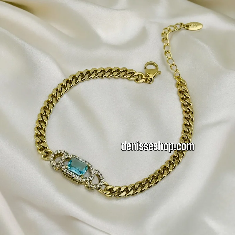 Elegant Wedding Bracelet for Bride-14K LIGHT BLUE BRACELET BR390