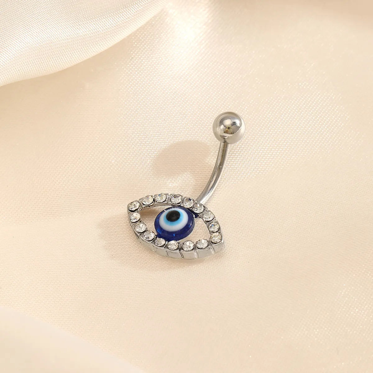 Unique Wedding Ring Set for Bride-Simple Style Devil's Eye Stainless Steel Inlay Zircon Belly Ring