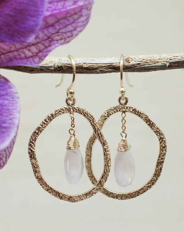 Stunning Wedding Earrings-Rose Quartz Earrings ~18k Gold Plated~ ME021