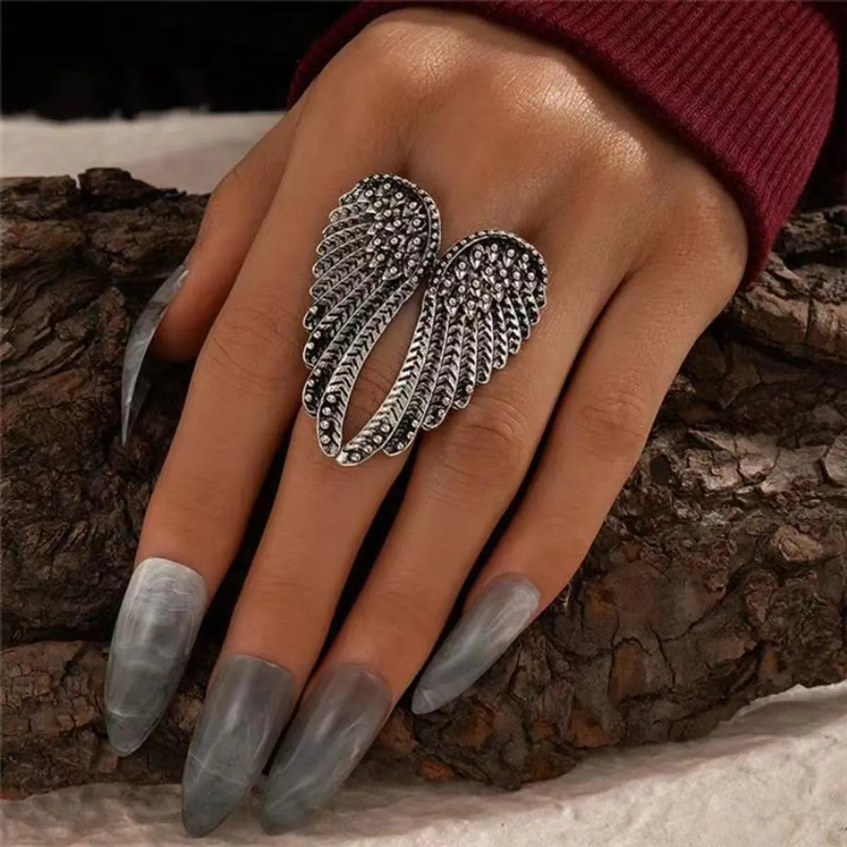 Wedding Band for Bride-Hip-hop Retro Punk Wings Alloy Plating Women's Open Ring