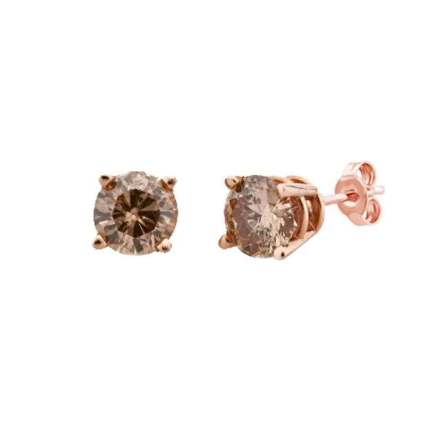 Custom Hoop Earrings-1/2 CTW Diamond Solitaire Stud Earrings in 14KT Rose Gold