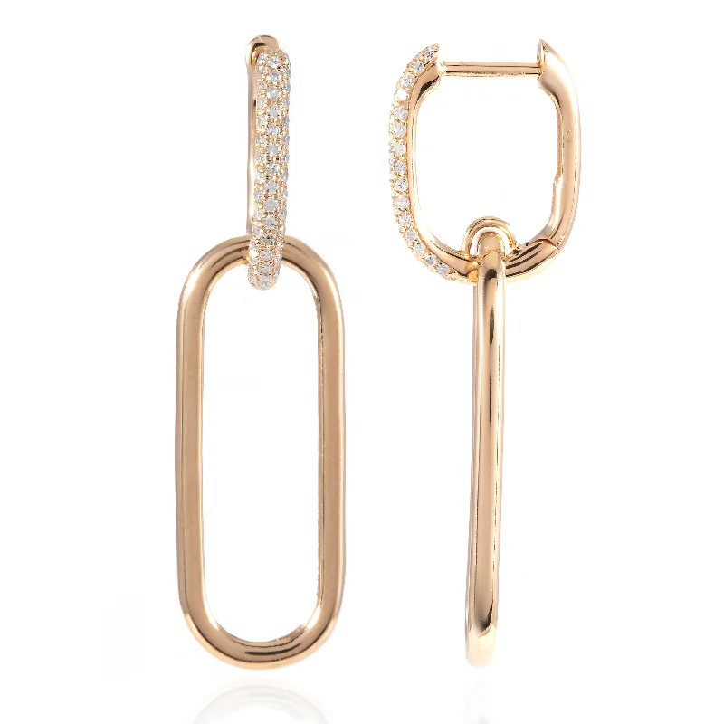 Trendy Drop Earrings-Diamond Link Hoops