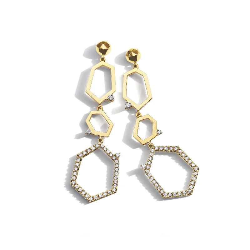 Modern Silver Drop Earrings-Jackson 3-Drop Diamond Earrings