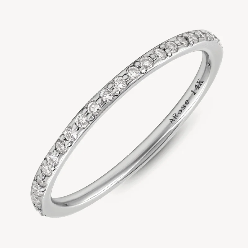 Sparkling Gold Engagement Ring-Diamond Stackable Eternity Bands