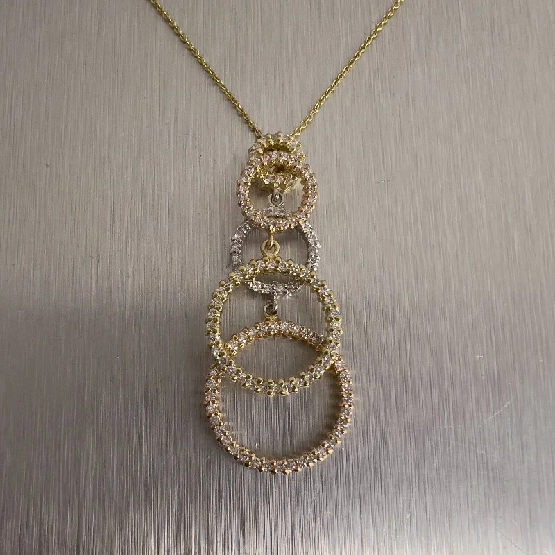 Roberto Coin 18k White, Yellow & Rose Gold Diamond Five Circlet Pendant Necklace