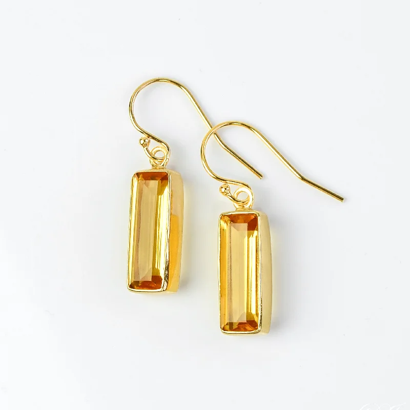 Bridal Earrings with Pearls-Citrine Bar Earrings : November Birthstone : Adira Series