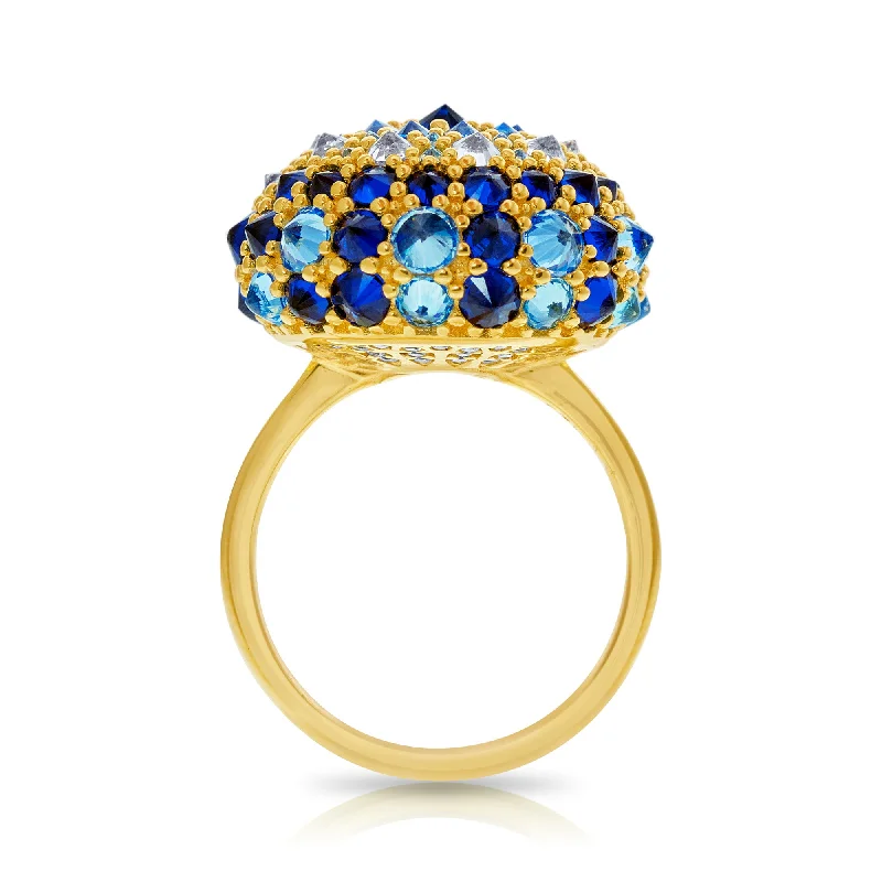 Men's Wedding Band-Cleopatra (Evil Eye) Bonbon Cocktail Ring - Gold