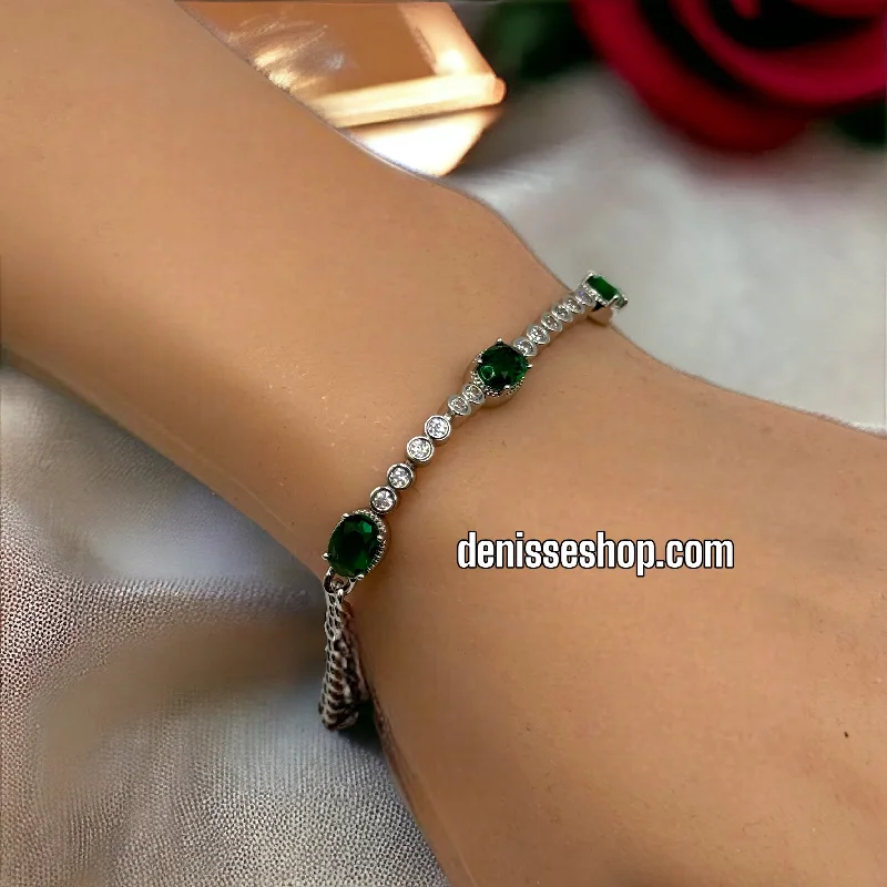 Custom Wedding Bangle Bracelet-FASHION SILVER GREEN BRACELET BR247