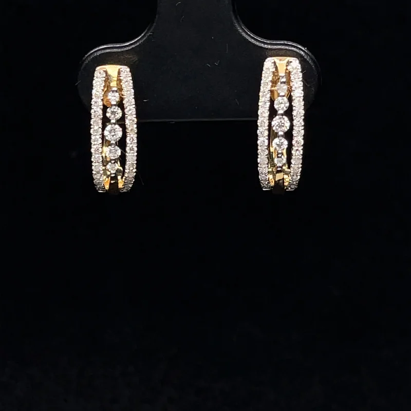 Classic Dangle Earrings-Diamond Abstract Earrings in 14k Yellow Gold - (#12-HEDIA001297)