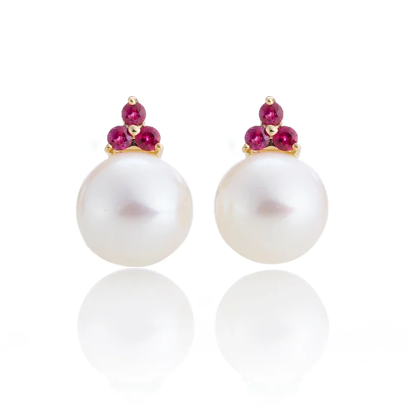 Black Diamond Earrings-Madison Earrings in Pearls & Rubies