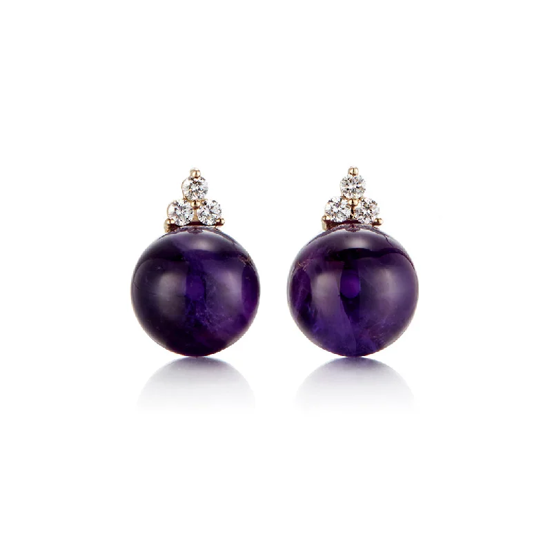 Stunning Crystal Earrings-Madison Earrings in Amethyst & Diamonds