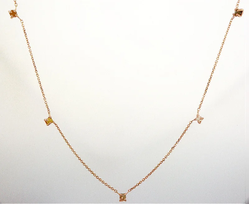 Natural Rough Diamonds 0,41 carat. Rose gold necklace