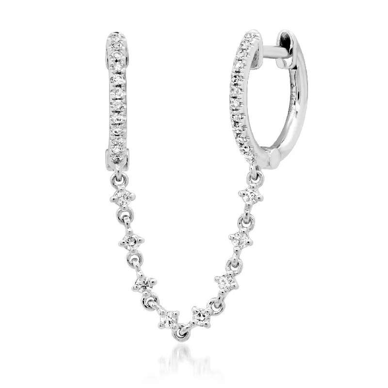 Classic Round Earrings-Double Chain Huggies