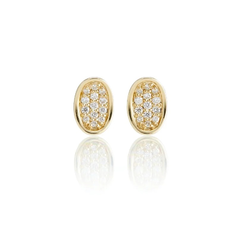 Trendy Dangle Earrings-Pavé Diamond Concave Oval Earrings