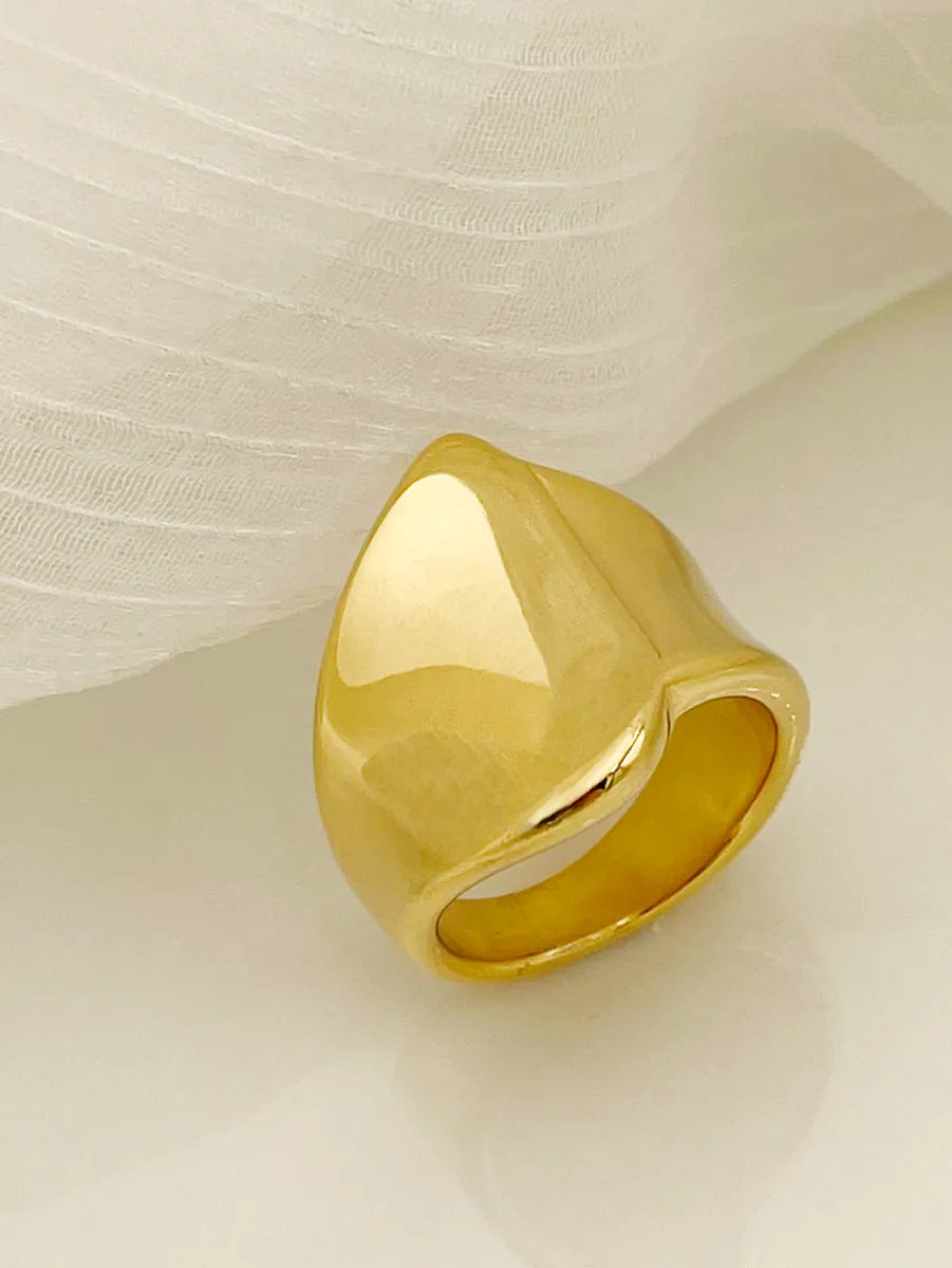 Elegant Wedding Ring-Modern Style Irregular Stainless Steel Gold Plated Wide Band Ring In Bulk