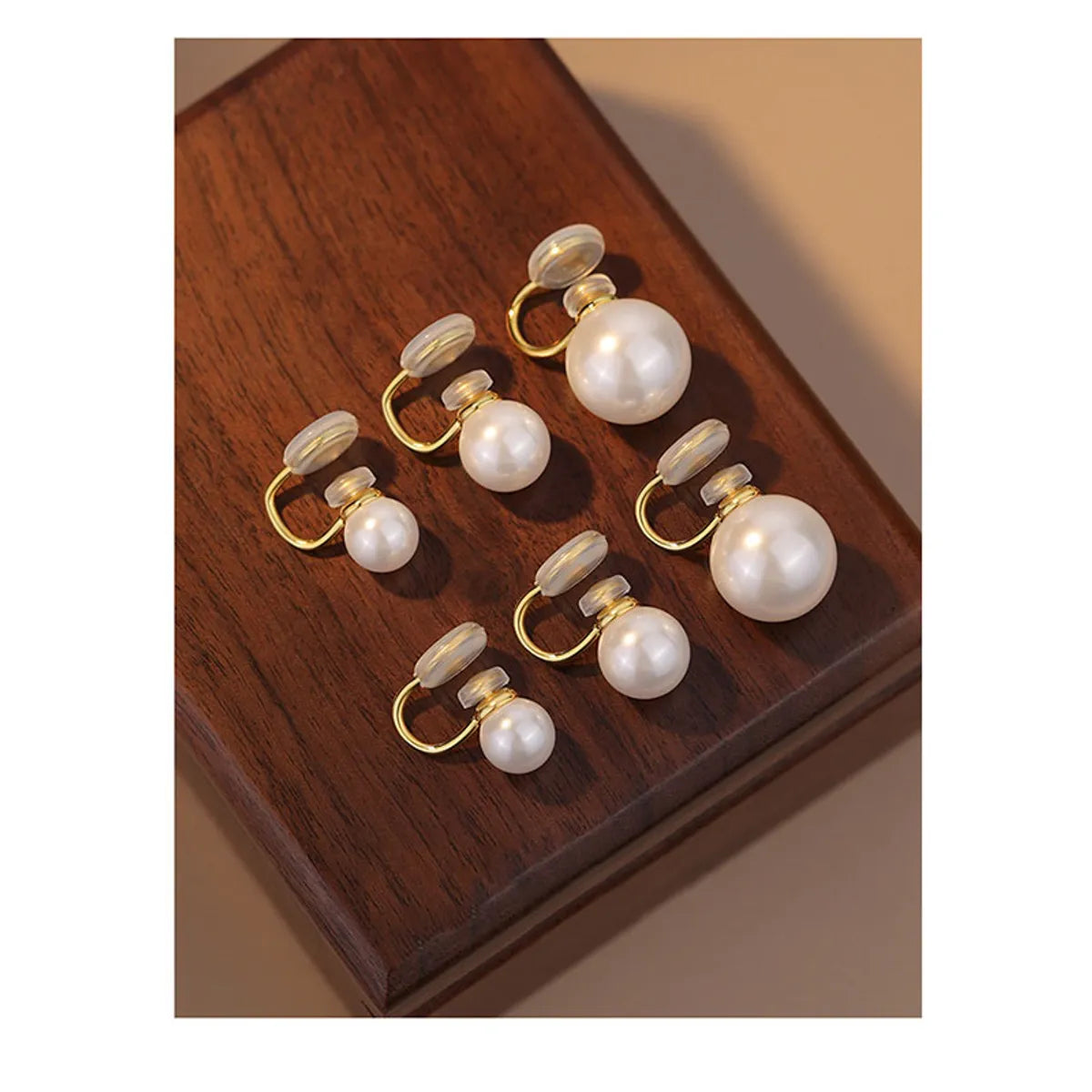 Birthstone Ring for Women-1 Pair Elegant Glam Cute Round Handmade Inlay Copper Pearl K Gold Plated Ear Cuffs