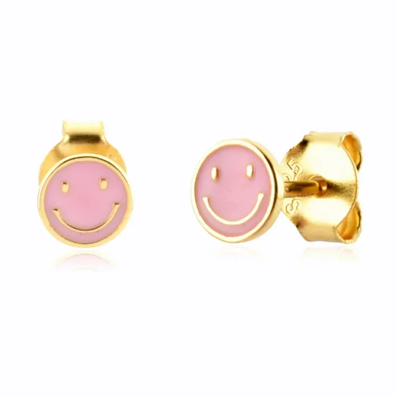 Crystal Drop Earrings-1 Pair Ig Style Simple Style Smiley Face Epoxy Copper Ear Studs