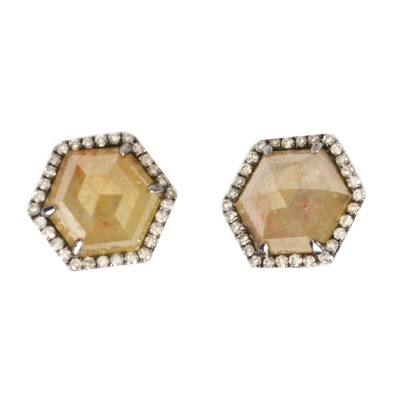 High-Quality Diamond Earrings-Hexagon Studs