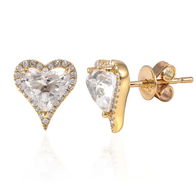 Modern Stud Earrings-Topaz Heart Studs