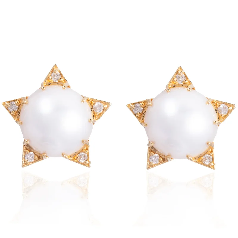 Classic Dangle Earrings-Pearl Star Studs