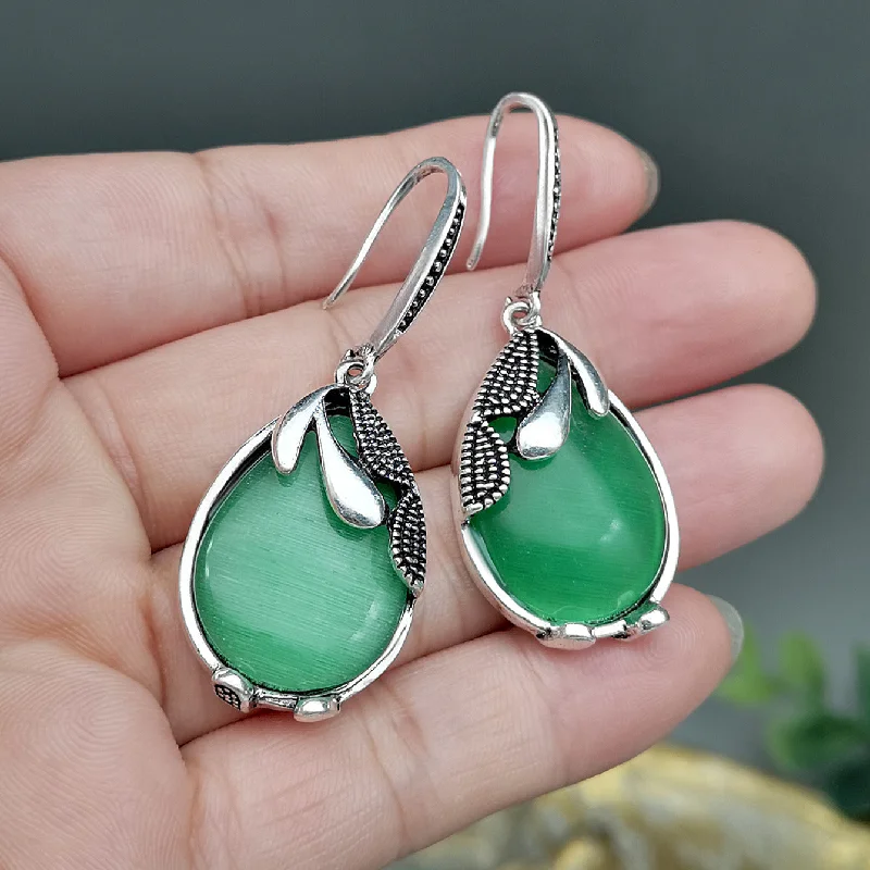 Antique Silver Green Opal