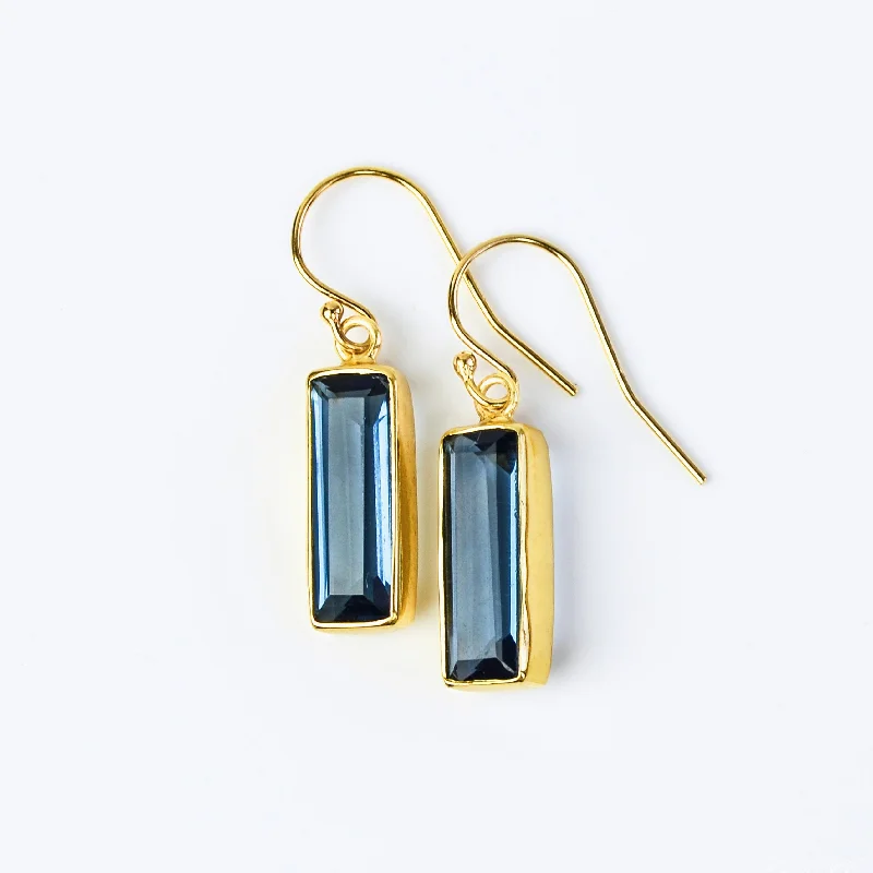 Custom Earrings for Bridesmaids-Kyanite Bar Earrings : September Birthstone : Adira Series