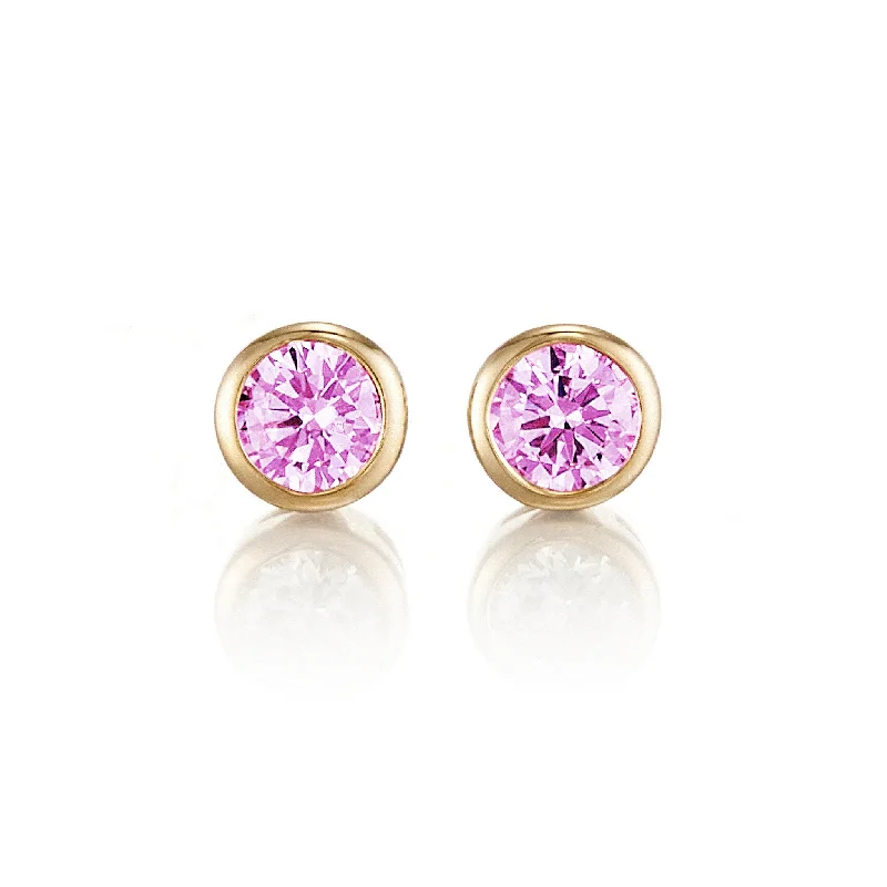 Chic Dangle Earrings-Mini Dot Earrings in Pink Sapphires