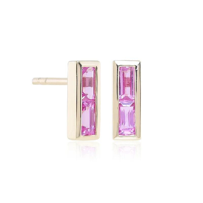 Chic Hoop Earrings-Deco Earrings in Pink Sapphires