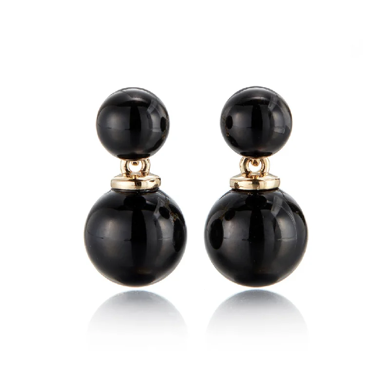 Stud Earrings for Women-Victoria Earrings in Black Jade