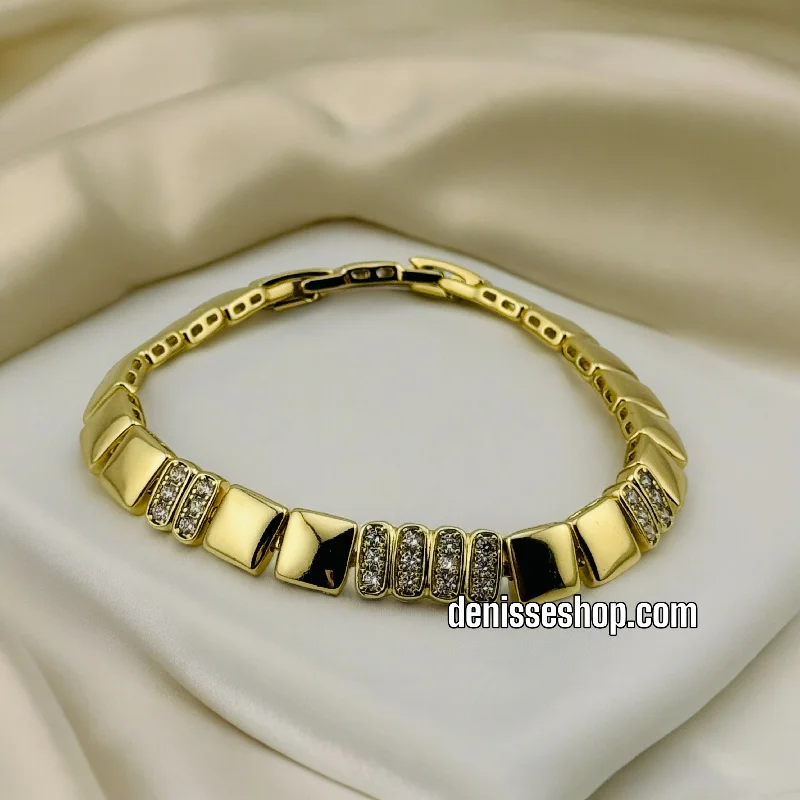 Fashionable Leather Bracelet-14K FASHION GOLD BRACELET BR379