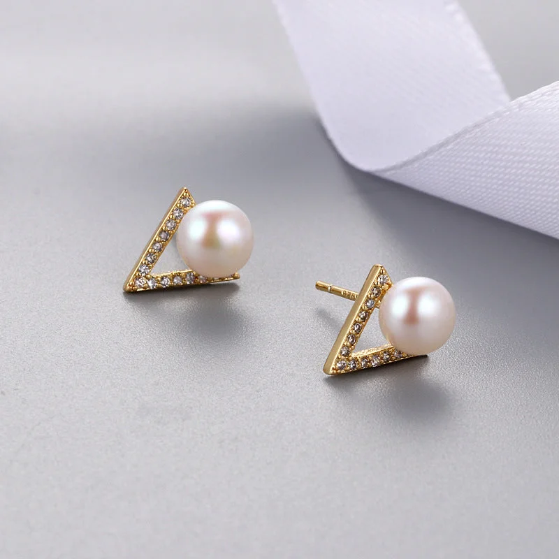 [Earrings with Pearl Pink 6M] Yellow Gold