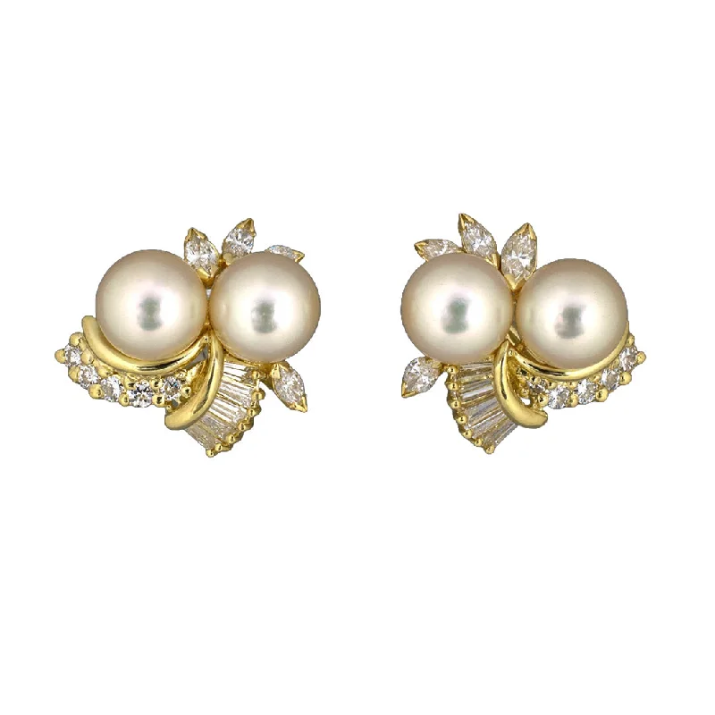 Large Drop Earrings-Honora Diamond & Pearl Spray Earrings