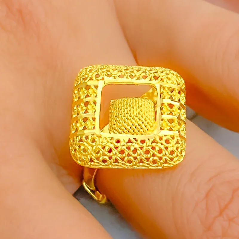 Custom Initial Ring-Beautiful Symmetrical 22k Gold Semi Statement Ring