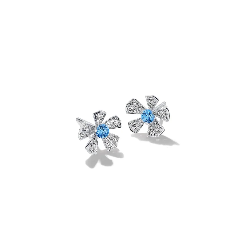 Nature Inspired Earrings-Wonderland Orchid Sapphire Stud Earrings