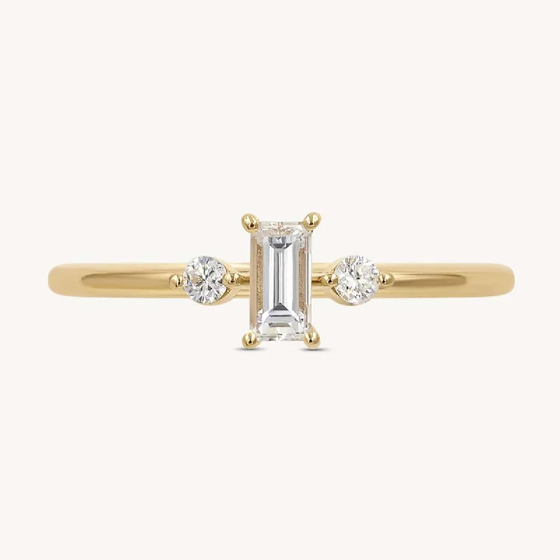 Custom Diamond Band-North South Baguette Trio Ring