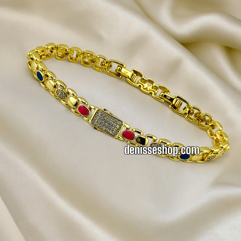 Designer Gold Bracelet-14K COLORFUL BRACELET BR404