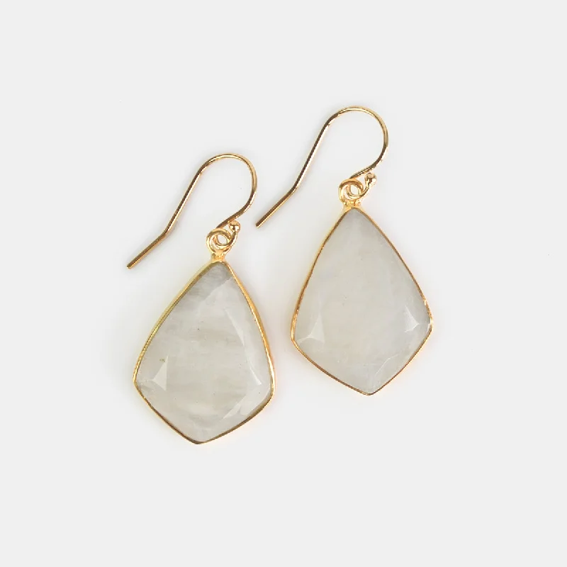 Custom Diamond Earrings-Natural Grey Moonstone Statement Earrings