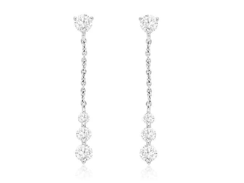 Chic Earrings for Women-14K White Dangle Diamond Earrings