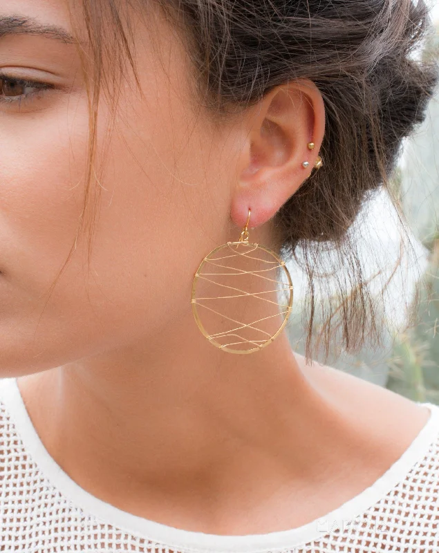 Fashionable Drop Earrings-Catarina Circle Earrings ~Gold Plated or Silver Plated ~ SME009